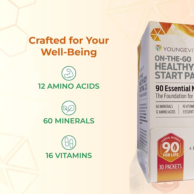 Youngevity On-The-Go Healthy Body Start Pak 2.0 - Includes Multi-Vitamins Minerals EFAs &amp Amino Acids | 90 Essential Nutrients | 30-Day Supply