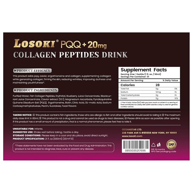 Losoki PQQ Collagen Peptides Drink