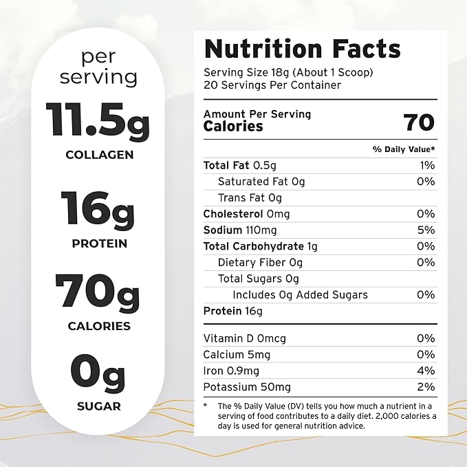 PaleoPro Bone Broth Collagen Protein Powder - Turmeric Root Grass-Fed Collagen Powder for Skin &amp Bones - Gluten Free No Sugar Soy Grains Net Carbs - Paleo Keto Friendly 20 Servings Aztec Vanil
