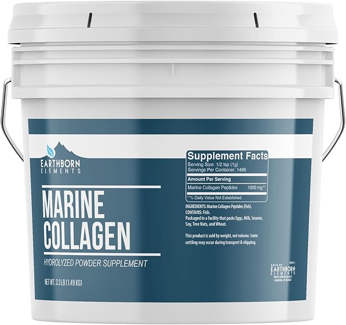 Earthborn Elements Hydrolyzed Marine Collagen Peptides Powder 1 Gallon Bucket Pure &amp Undiluted Dietary Supplement (52.8 Ounce)