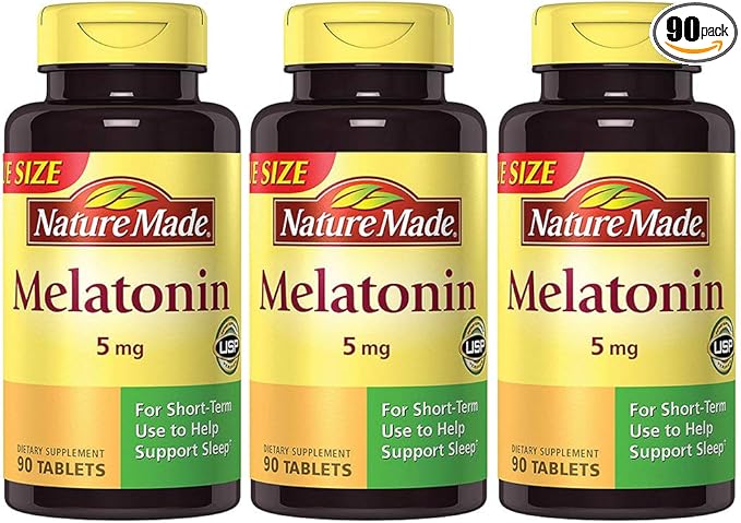 Nature Made Maximum Strength Melatonin 5 mg 90 Tablets (3 Bottles)