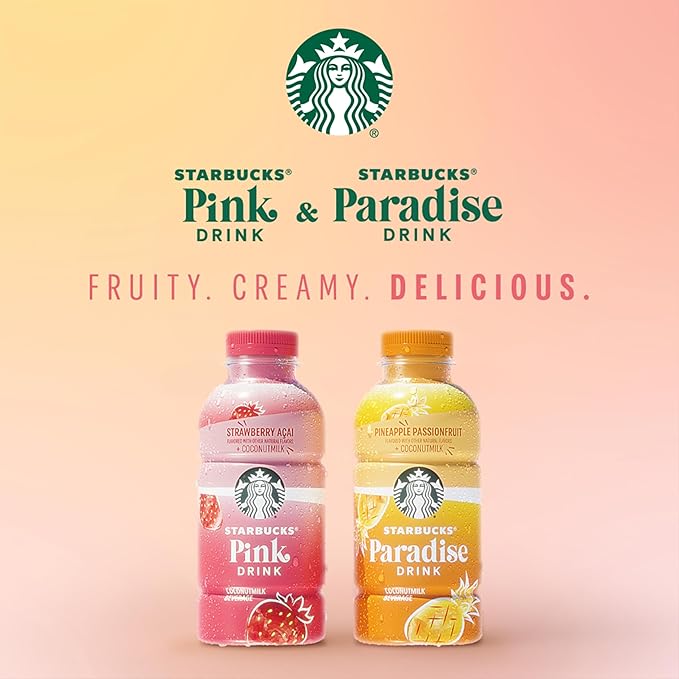 Starbucks Pink Drink Strawberry Acai with Coconut Milk 14oz Bottles (12 Pack)