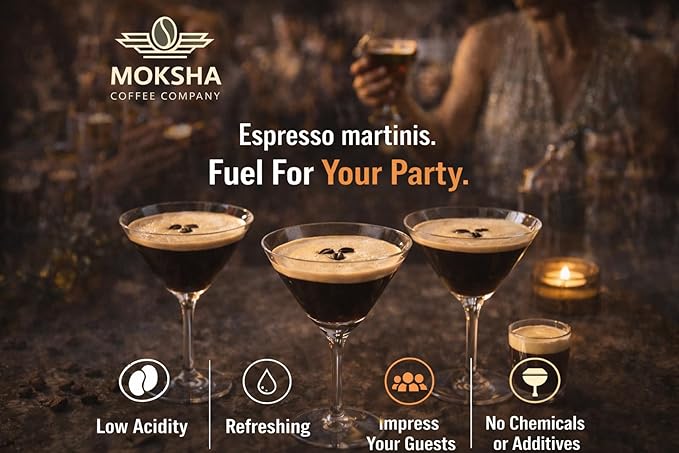 Moksha Organic Espresso Coffee Beans Low Acid Non-GMO Whole Coffee Beans. Medium Roasted to Perfection. Taste of Bakers Cocoa and Toffee. Easy Digestion - 12 OZ