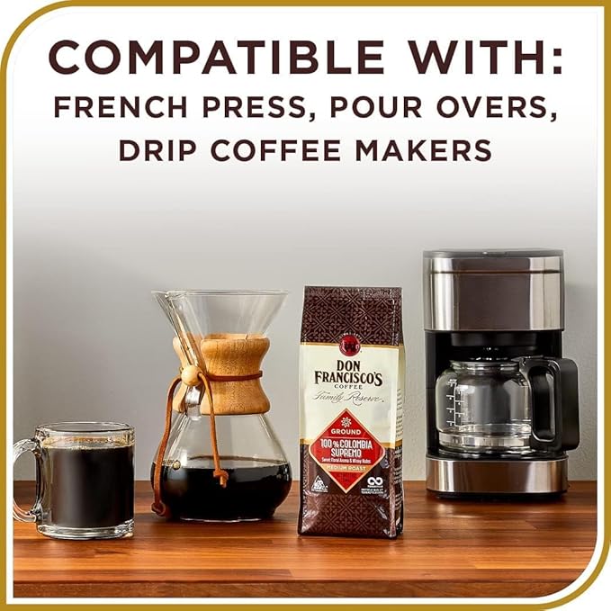 Don Francisco's Flavored Ground Coffee Bundle – Vanilla Nut &amp Caramel Medium Roast 100% Arabica 2-Pack (12 oz Bags)