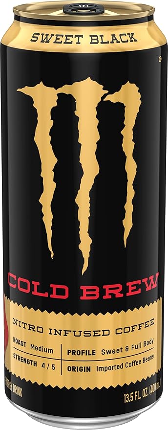 Monster Energy Java Nitro Cold Brew Sweet Black Coffee + Energy Drink 13.5 Ounce Liquid (pack of 12)