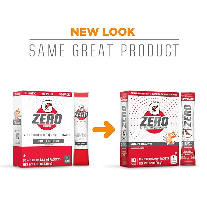 Gatorade G Zero Sports Drink Mix Powder PacketsFruit PunchElectrolyte Powder Drink Mix for HydrationZero Sugar(Pack of 240)