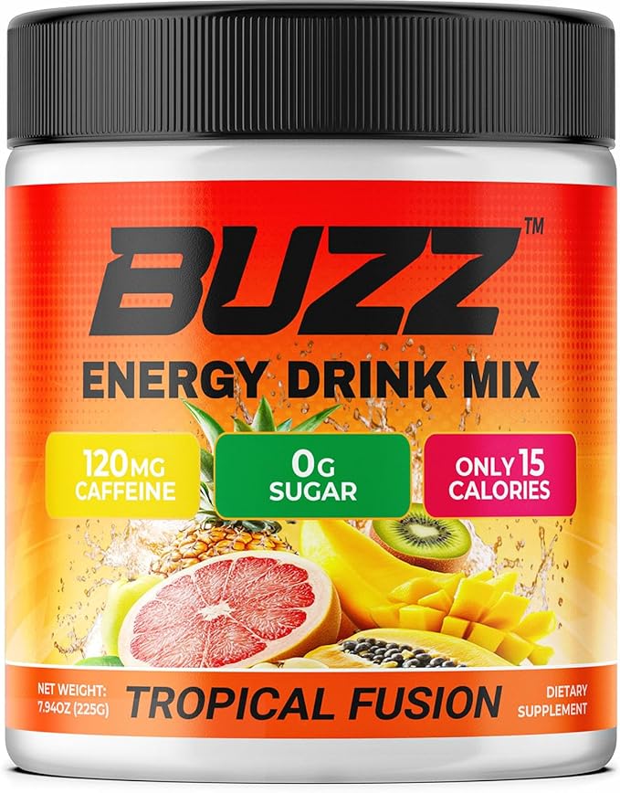 Energy Drink Powder - Energy Boost Drink Mix - Sugar-Free Energy with Antioxidants - Morning Kickstart and Sports Nutrition Endurance Product - 30 Servings 8 Ounces (Tropical Fusion)
