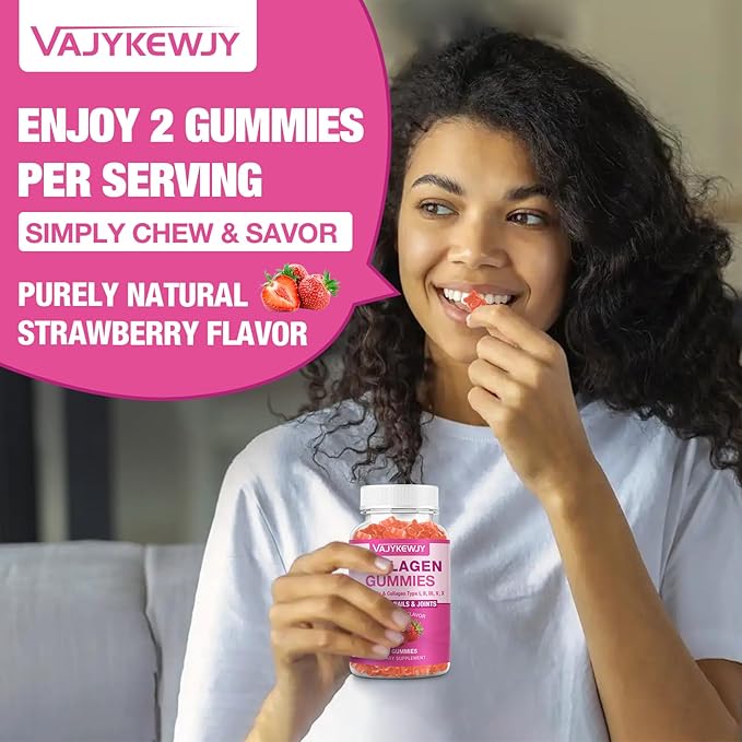 2-Pack Collagen Gummies for Women &amp Men - with Biotin Vitamin C &amp Zinc for Skin Radiance Hair Growth Strong Nails &amp Joint Support 120 Count