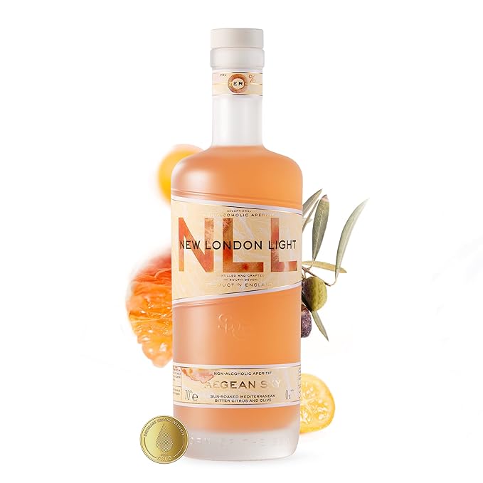 New London Light ‘Aegean Sky’ │0% Non-Alcoholic Aperitif 70cl │Bitter citrus olive and Mediterranean flavors | Made in England