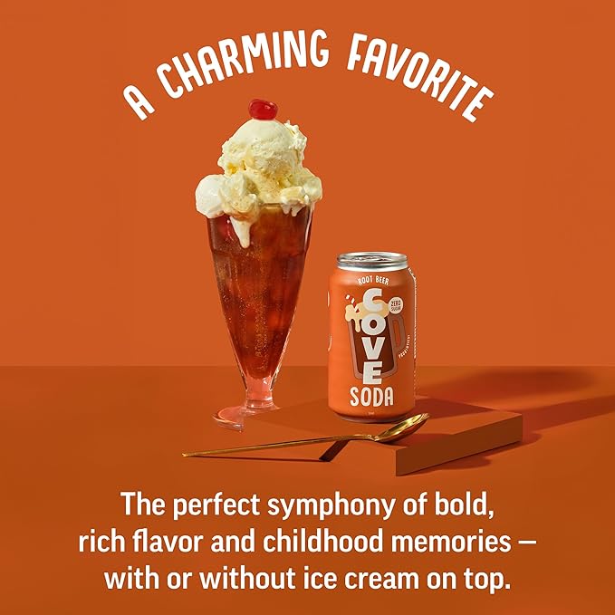 Cove Probiotic Soda Zero Sugar Better-For-You Alternative - Refreshing Delicious Probiotic Drink No Synthetic Colors &amp Caffeine Free - Root Beer 12 Pack