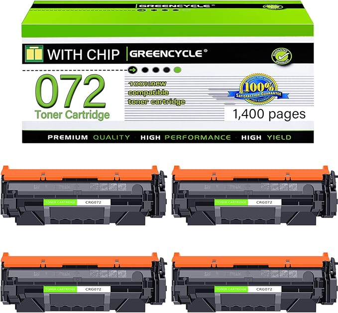 greencycle 4 Pack 072 CRG072 Black Compatible Toner Cartridge Replacement for Canon 072 Use with imageCLASS MF284dw MF287dw MF280 LBP170 LBP172dw MF289dw Series Printer