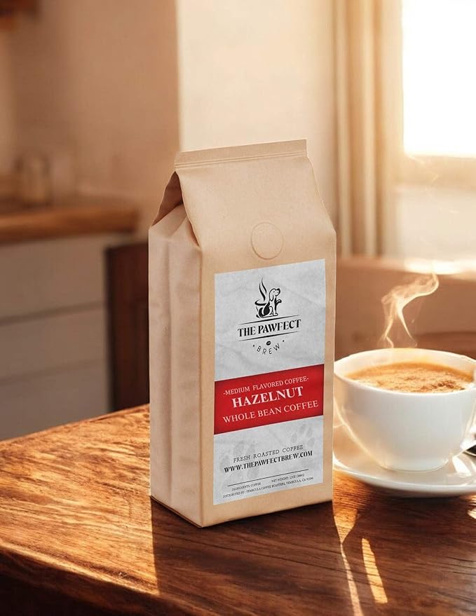 Dog Lover’s Coffee – Hazelnut by The Pawfect Brew | Medium Roast Ground Coffee 1lb Bag | Naturally Flavored Blend Freshly Roasted to Order | 25% Profits Donated to Animal Rescue