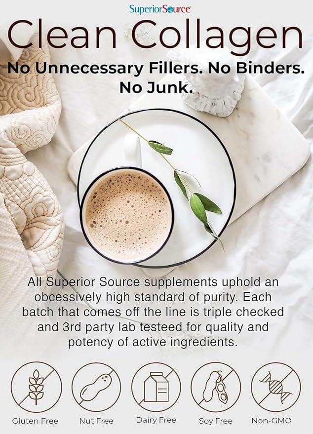 Superior Source Collagen Peptides Hydrolyzed Collagen - from Grass-Fed Cows - Supports Healthy Hair Skin Nails Ligaments &amp Tendons - Gluten-Free &amp Dairy-Free - Unflavored 12.7 oz