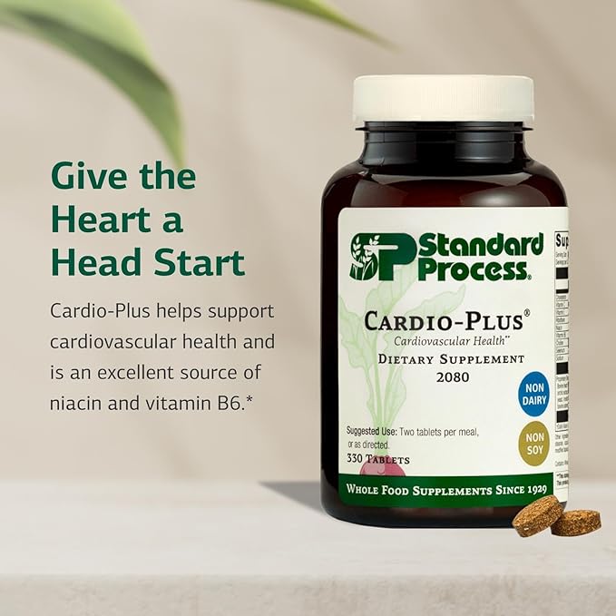 Standard Process Inc. Cardio-Plus - Antioxidant Support - Heart Health Circulation &amp Blood Flow Supplement with Vitamin B6 Niacin &amp Riboflavin - Energy Metabolism Supplement - 330 Tablets