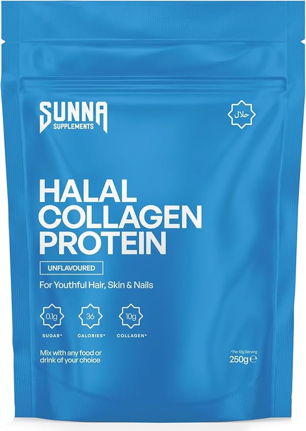 SUNNA SUPPLEMENTS Grass-Fed Halal Collagen Powder - Type I &amp III Hydrolyzed Bovine Peptides for Joint Skin Hair &amp Nail Support - High Protein Gluten-Free Keto &amp Paleo Friendly - Unflav