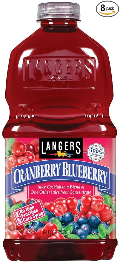 Langers Juice Cocktail Blueberry Cranberry 64 Fl Oz (Pack of 8)