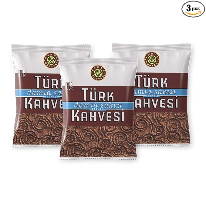 Kahve Dunyasi ( Coffee's World) 3 pack of 3.5 Oz (100g) Premium Ground Turkish Coffee in bag - 100% Arabica Cofee Bean … (Turkish Gummy)