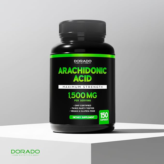 Arachidonic Acid Supplement 1500mg (150 Capsules) - Muscle and Strength Supplement for Muscle Mass &amp Recovery for Men &amp Women - Gluten Free &amp Non-GMO - 3rd Party Tested - (150 Capsules)