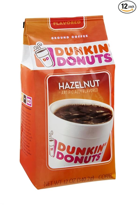 Dunkin' Donuts Hazelnut Ground Coffee 12 OZ (Pack of 12)