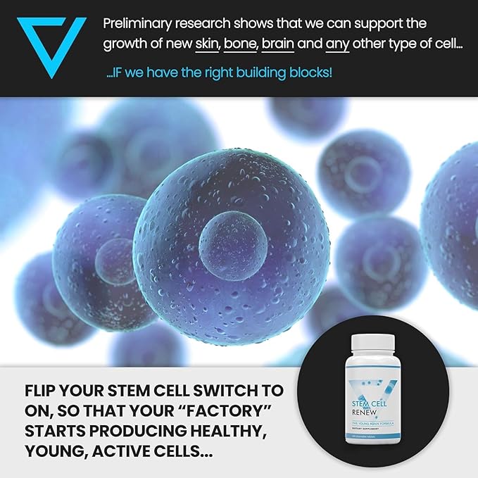 Stem Cell Renew | Boost Your Natural Supply of Stem Cells to Strengthen Mental Sharpness Help Slow Signs of Aging and Restore Youthful Energy - Created by NASA Scientist | 4-Month Supply (240 count)