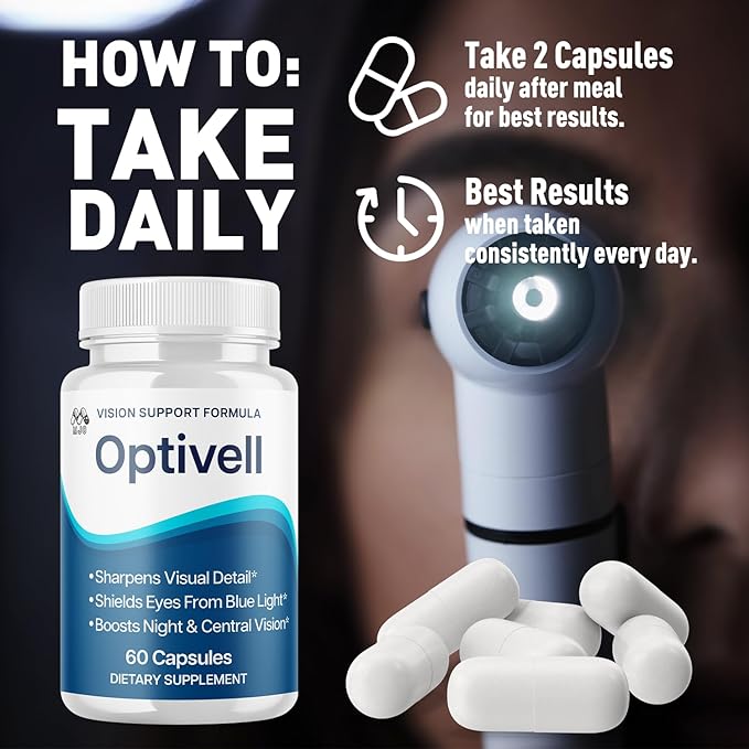 Optivell Eye Capsules Official Optivell Eye Vitamin Pills with All Natural Ingredients Advanced Vision Formula Supplement Pills Supporting Ocular Health and Wellness Naturally (60 Capsules)