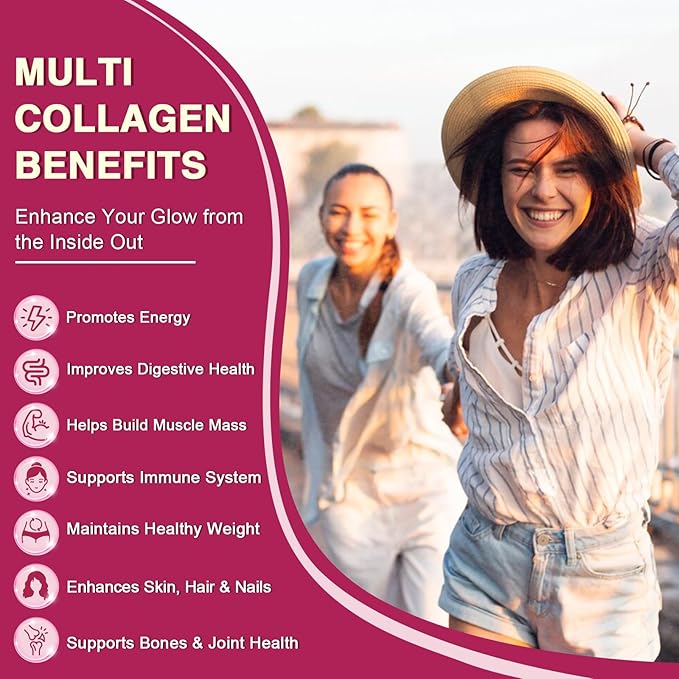 ZEBORA Multi Collagen Peptides Powder Packets with Hyaluronic Acid Biotin MCT - Hydrolyzed Collagen with 5 Billion Probiotics - Support Skin Hair Nail &amp Gut Health - 30 Stick Packs