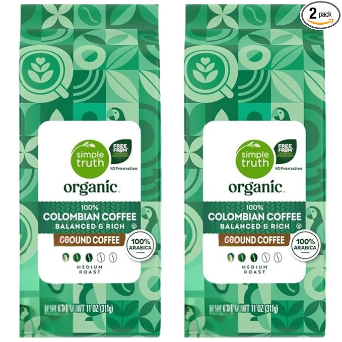 100% Colombian Medium Roast Ground Coffee Organic Arabica Balanced &amp Rich Flavor 11 oz Bags Pack of 2 for Drip Pour Over &amp French Press