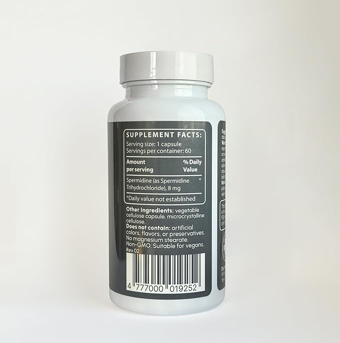 Spermidine Supplement 8mg - High Purity Wheat Germ Extract for Autophagy &amp Cellular Renewal - Advanced Anti-Aging &amp Longevity Support - 60 Veggie Capsules