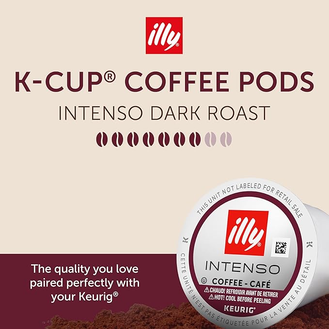 Illy Coffee K-Cups - Compatible Pods for Keurig Coffee Maker - Intenso Dark Roast - Bold &amp Full of Flavor Notes of Cocoa &amp Dried Fruit - 10 Count (Pack of 6)