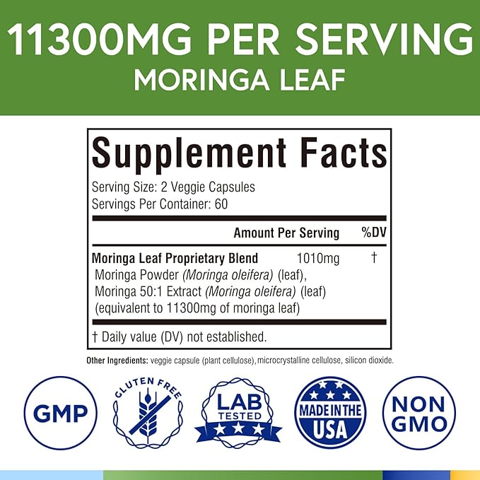 Terranics Multi Collagen Peptides Powder Type I II III V X &amp Moringa Capsules Bundle Hydrolyzed Collagen + 11300mg Pure Moringa Leaf Powder – 16oz Powder + 120 Capsules