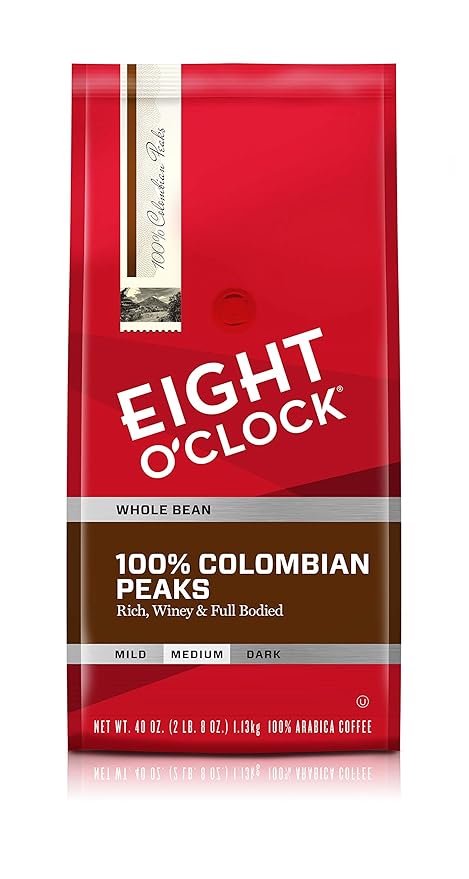 Eight O'Clock Whole Bean Coffee Colombian Peaks 40 Ounce