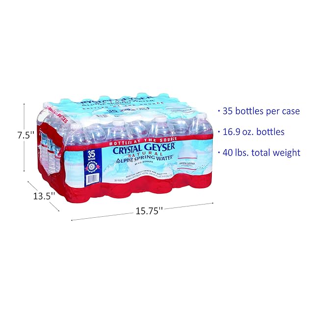 CRYSTAL GEYSER SINCE 1977 Alpine 100% Natural Spring Water 16.9oz Bottles 35 Bottles Per Case Pallet of 54 Cases