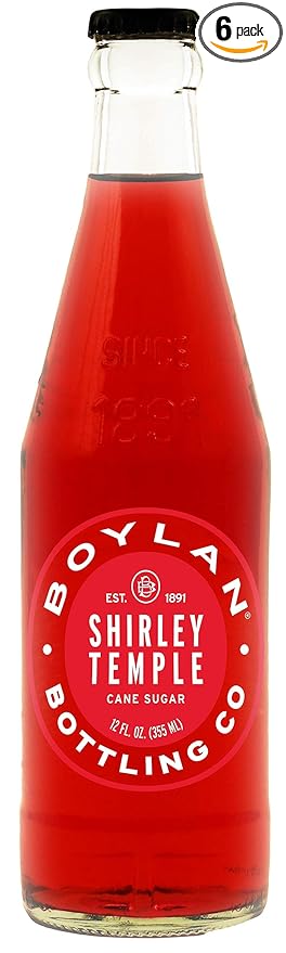 Boylan Bottling Pure Cane Sugar Soda Pop 12 oz Glass Bottles (Shirley Temple Pack of 6)