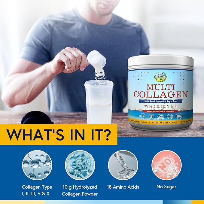 Terranics Multi Collagen Peptides Powder &amp 5-in-1 Magnesium Complex Supplement