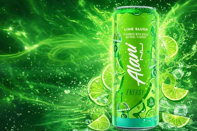 Lime Slush Energy Drink – Sugar Free Low Calorie Energy Drinks - 12 fl oz Can (4 Pack)
