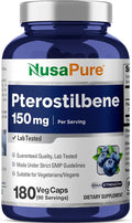 NusaPure Pterostilbene 150mg 180 Veggie Caps (Non-GMO Vegan)