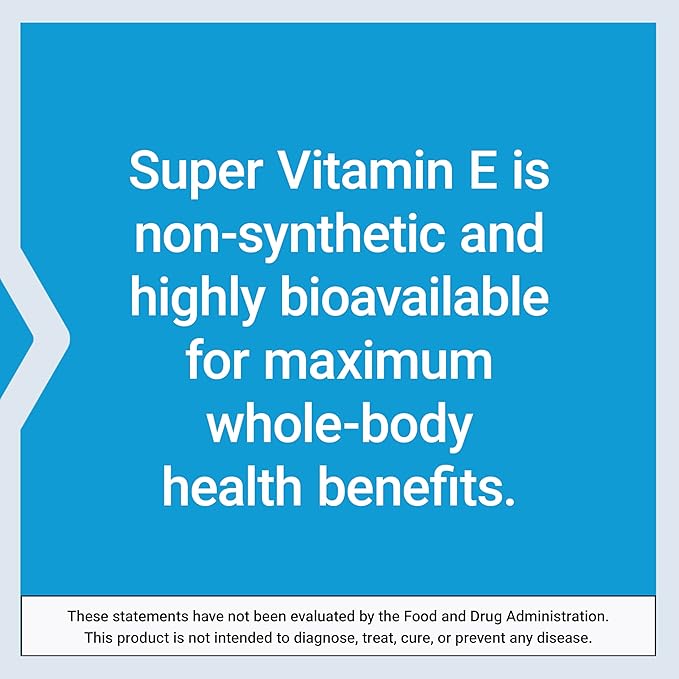 Life Extension Super Vitamin E 268 mg (400 IU) Non-Synthetic Vitamin E Supplement Promotes Whole-Body Health Gluten-Free Non-GMO 90 softgels