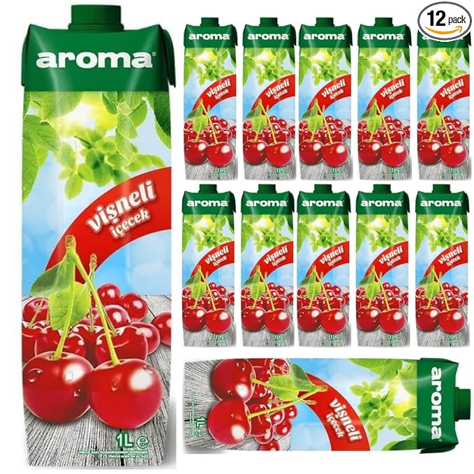 Aroma Sour Cherry Juice Fruit Juice 1000 Mililiter x 12 Boxes