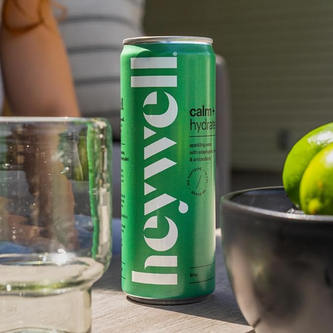 Heywell Sparkling Adaptogenic Water Variety Pack 12 Fluid Ounce (Pack of 12) Includes - Lime Grapefruit Orange Mango Strawberry Lemon - Calm Drink Sparkling Drink