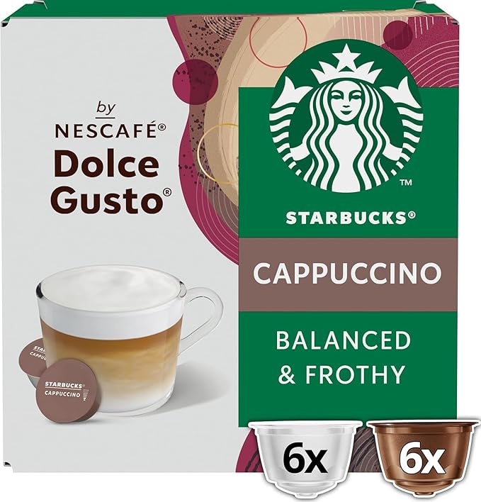Starbucks Cappuccino Coffee Pods by NESCAFÉ Dolce Gusto (Pack of 6 Total 72 Pods)