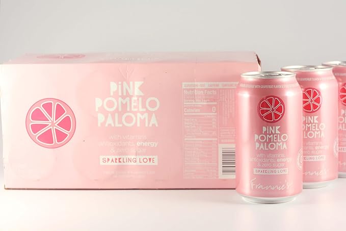 KauffmanTreats Frannie Sparkling Beverage- Zero Calories &amp Sugar Aspertame Free: 8-Ct 12 Oz. Cans (Pink Pomelo Paloma)