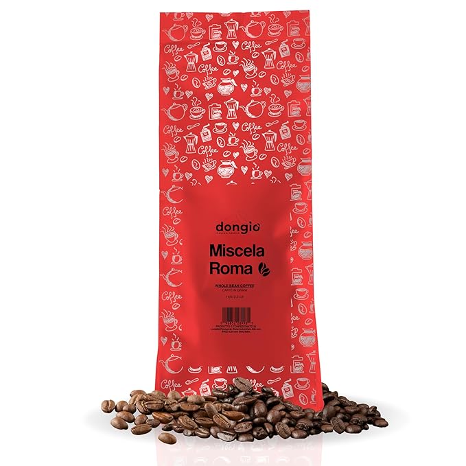 Dongiò Caffè Roma Blend – Whole Bean Coffee 2.2 lbs (35.2 oz) Medium-Dark Roast Italian Espresso Blend with Notes of Cocoa and Hazelnut