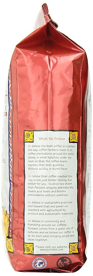 Puroast Low Acid Coffee Whole Bean | Hazelnut Whole Bean | Medium Roast | High Antioxidants &amp High pH |No Bitter Aftertaste | Reduced Heartburn &amp GERD | Suitable for Cold Brew - 2.2 LB