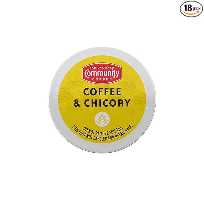 Community Coffee &amp Chicory 18 Count Coffee Pods Medium Roast Compatible with Keurig K-Cup Brewers
