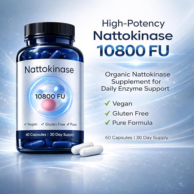 Ultimate Nattokinase Capsules Nattokinase Supplement Organic 10800 FU Per Serving for Heart Health and Daily Wellness Support Vegan Gluten Free 60 Capsules (2)