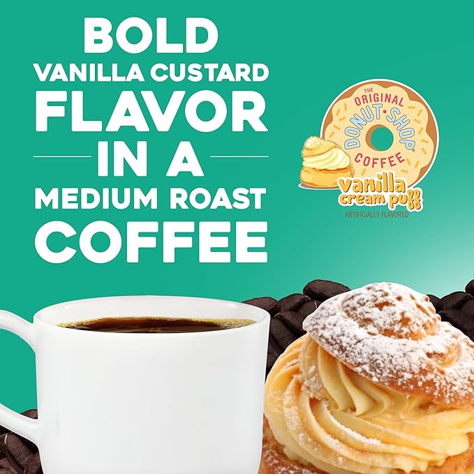The Original Donut Shop Vanilla Cream Puff Coffee Keurig Single Serve K-Cup Pods Medium Roast Coffee 60 Count (6 Packs of 10)