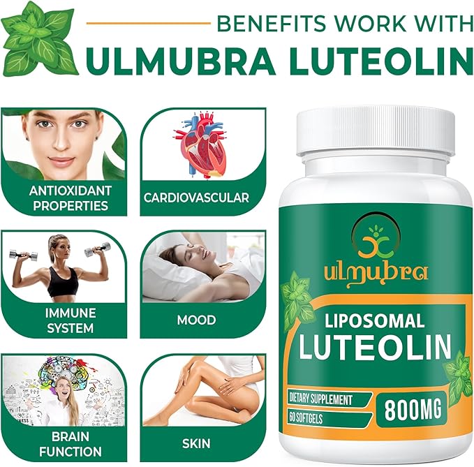 800MG Liposomal Luteolin Supplement - Maximum Absorption Premium Antioxidant Supplement for Brain &amp Overall Well-Being 120 Softgels - 60-Day Supply