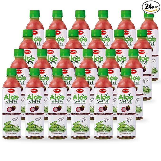 ALEO 0.5L x 24 Premium Mangosteen Aloe Vera Drink - Natural No Preservatives No Artificial Colors Superior Taste Award 2025