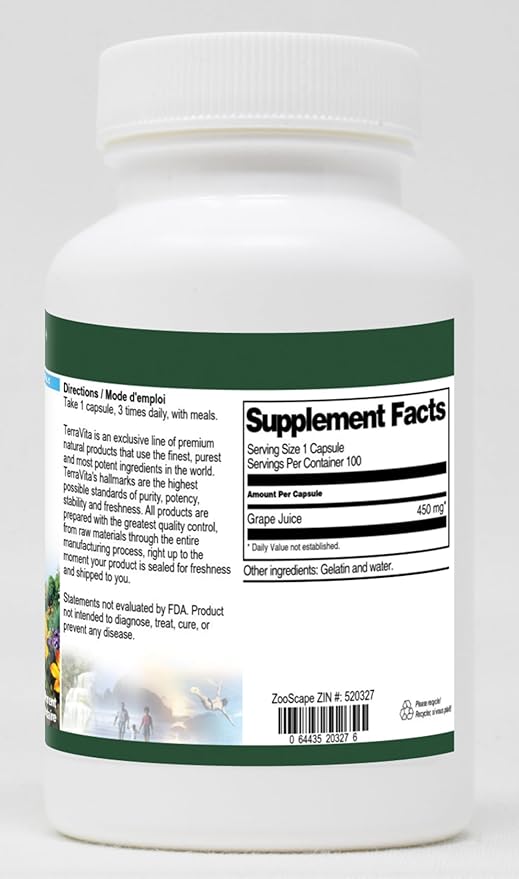 Grape Juice - 450 mg (100 Capsules ZIN: 520327)