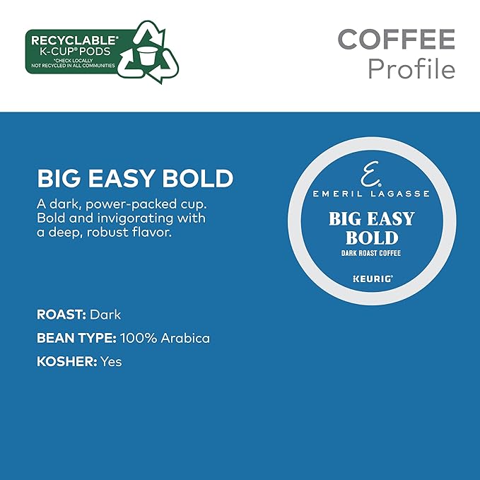 Emeril Big Easy Bold Coffee Single-Serve Keurig K-Cup Pods Dark Roast 48 Count (2 Boxes of 24 Pods)